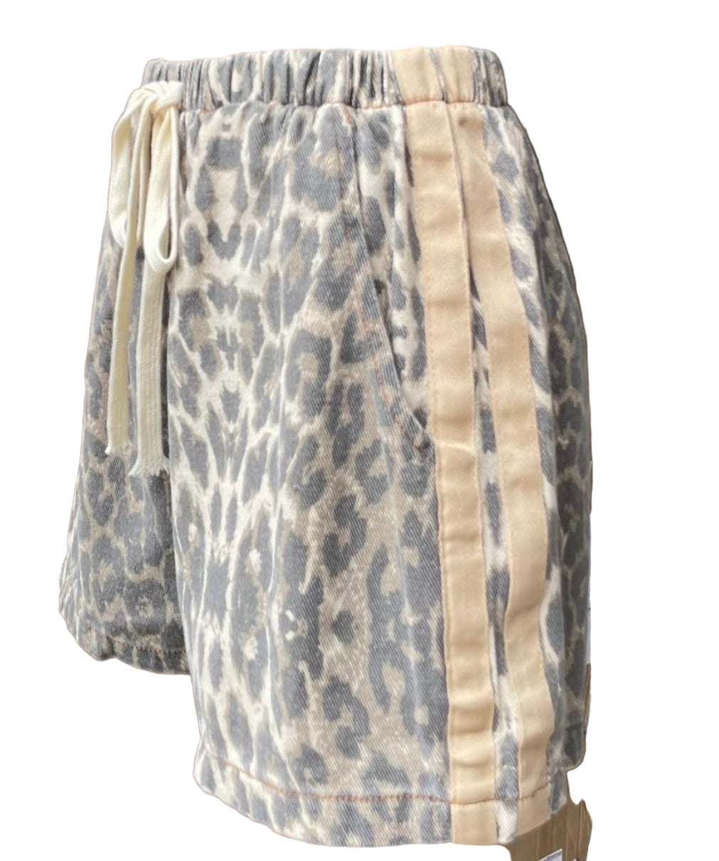 Cream Stripe Leo Racer Shorts