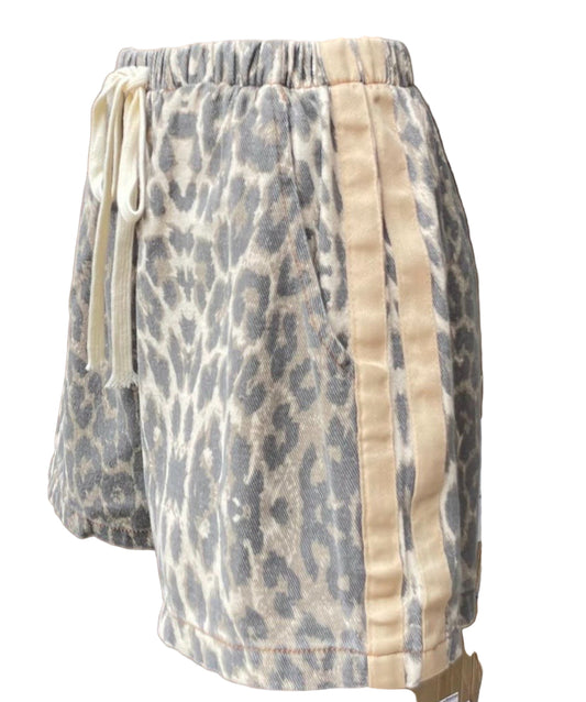 Cream Stripe Leo Racer Shorts