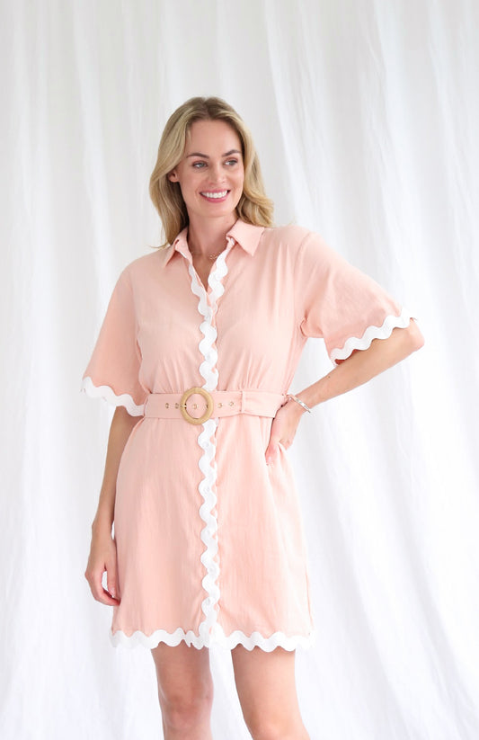 Rachel Blush Ric Rack Mini Dress