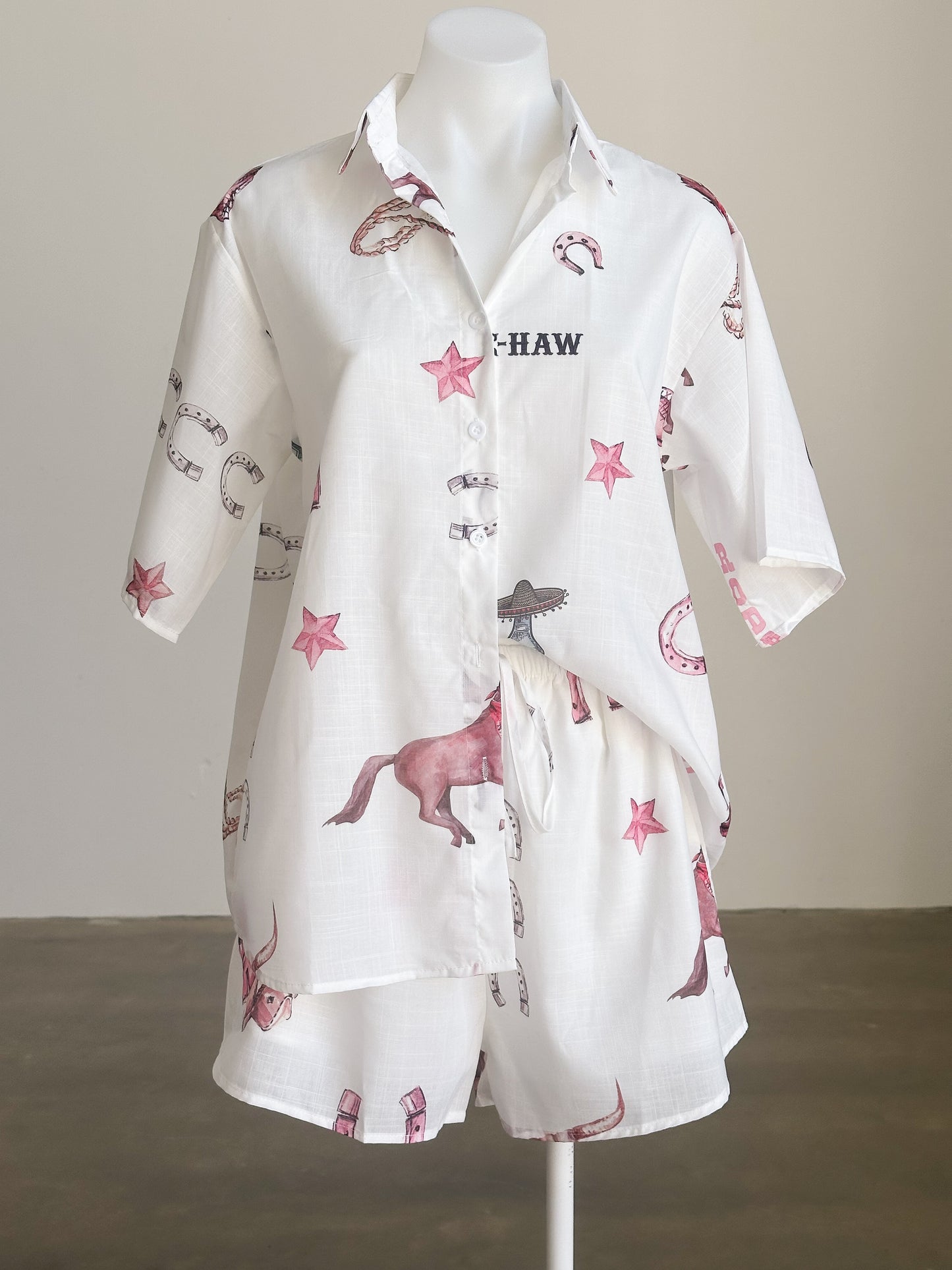 Yee - Haw White Frankie Shirt and Short Set