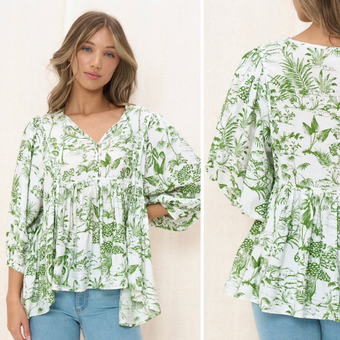 Belle Tropical Print Blouse