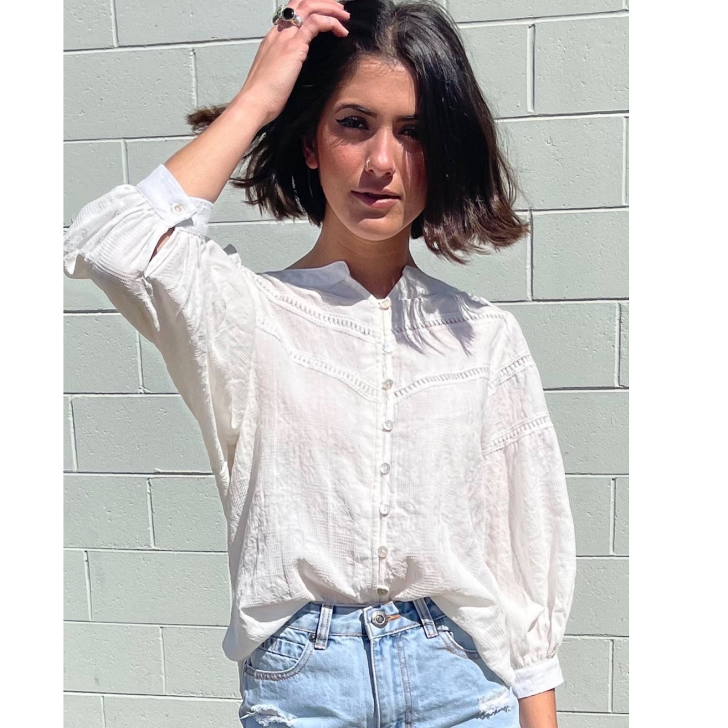 Bell Lace Sleeve Blouse