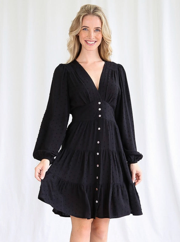 Kelly Black Spot Mini Dress