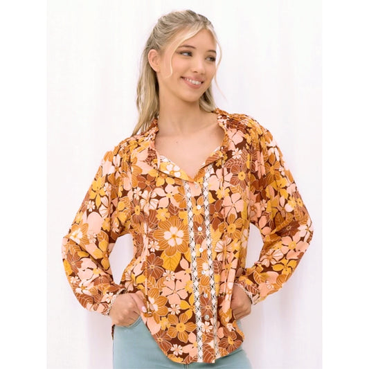 Florence Tan and Pink Blouse