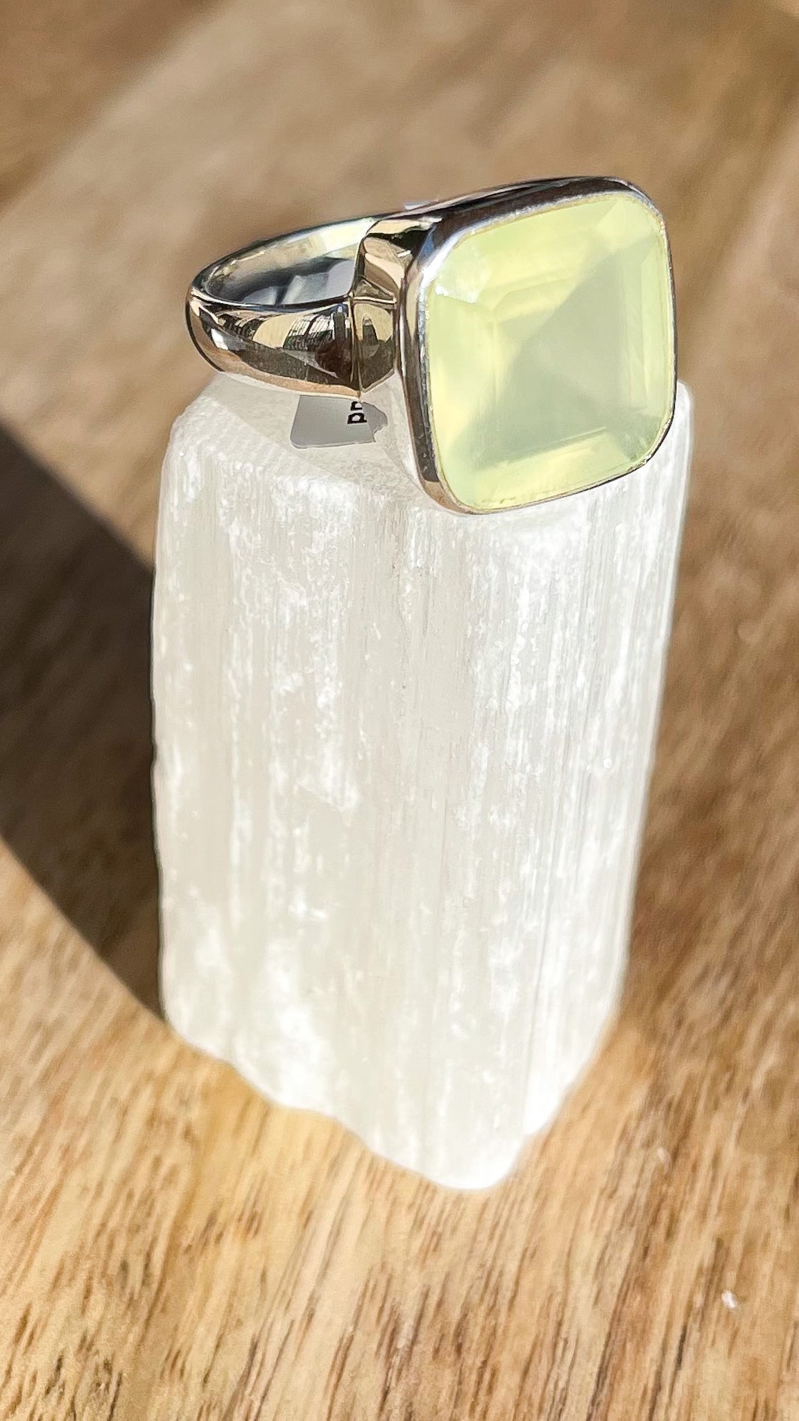 Prehnite Silver Ring