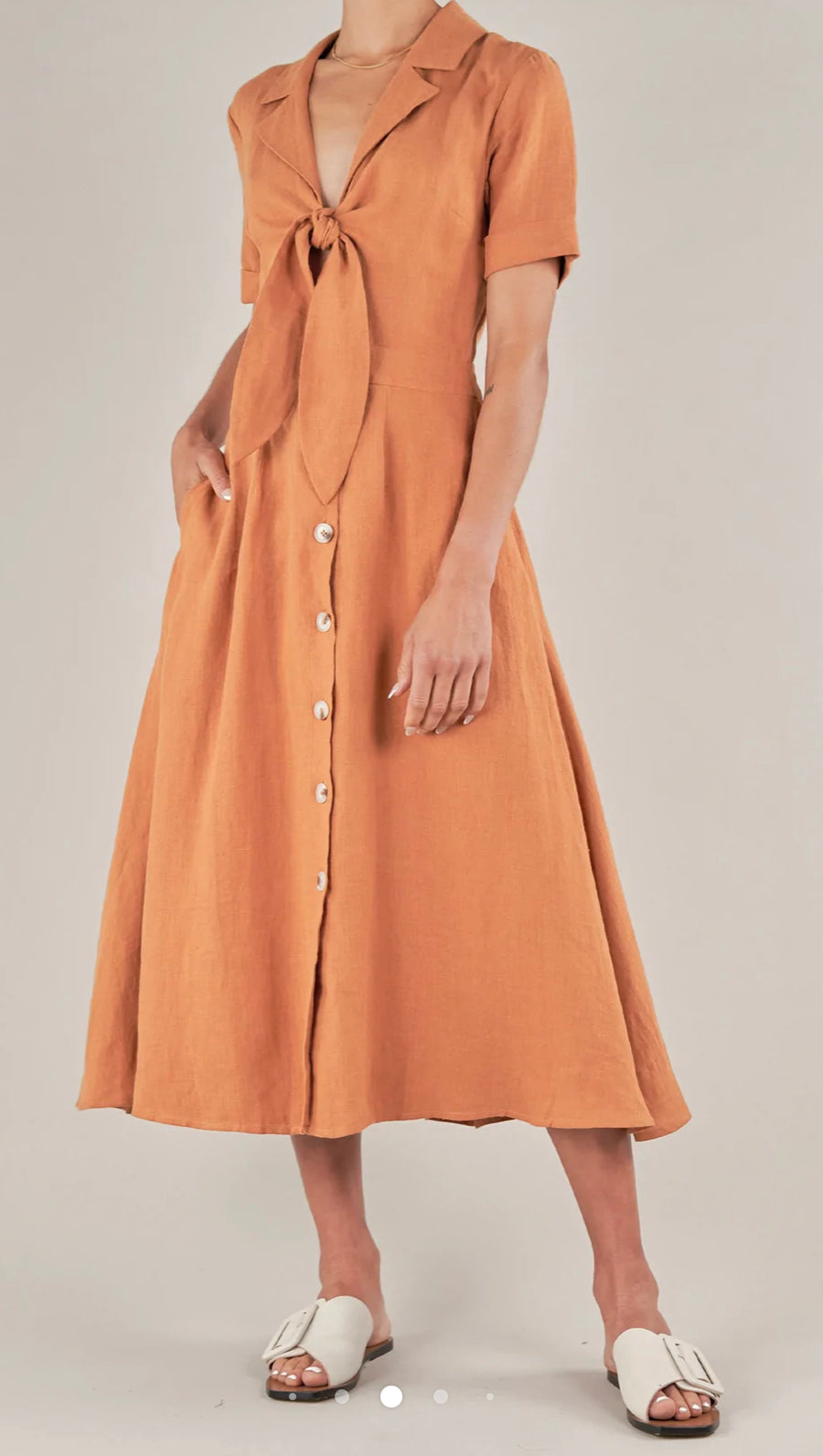 Ines Linen Tie Front Dress