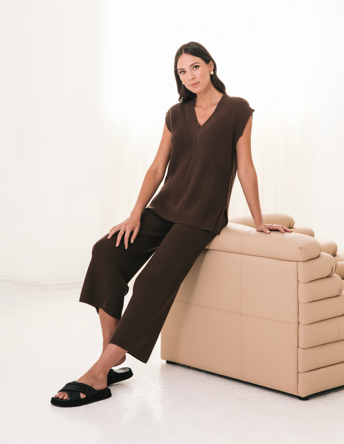 Kim Lounge Knit Pant-Chocolate