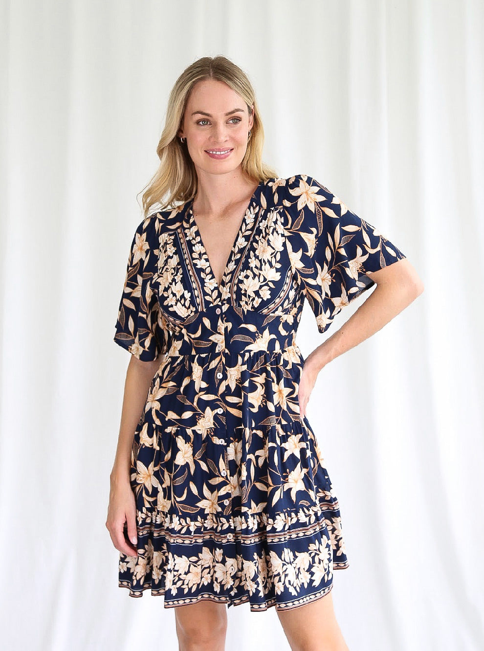 Khloe Navy/Natural Mini Dress