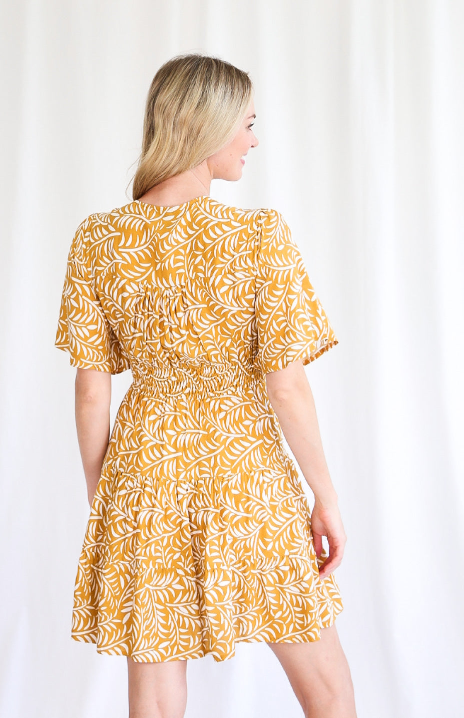 Khloe Mustard/White Mini Dress