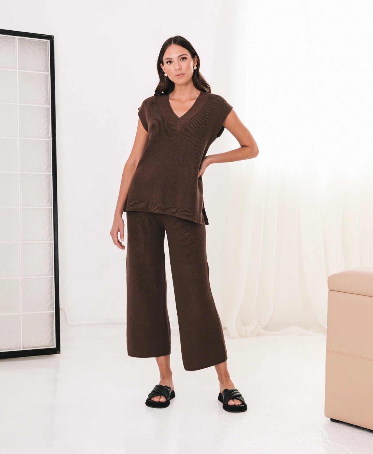 Kim Lounge Knit Pant-Chocolate